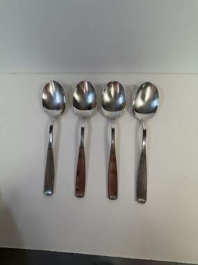 WMF William Cromargan LINE 4 OVAL SOUP / PLACE SPOONS Stainless Steel GERMANY